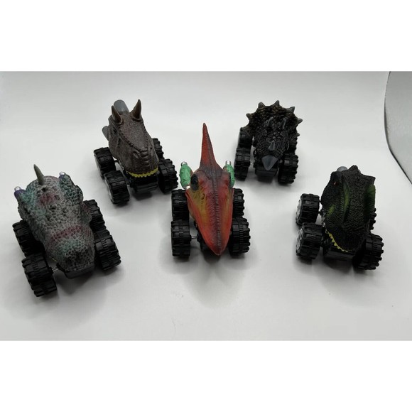 Dino Heads Pullback Friction Cars Dinosaur Monster Truck Toy Vehicle (Lot of 5) - Picture 1 of 6